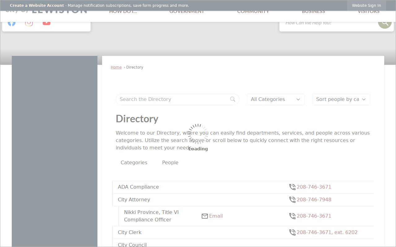 Lewiston city directory municipal staff search