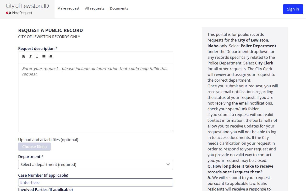Lewiston residents directory public records request form