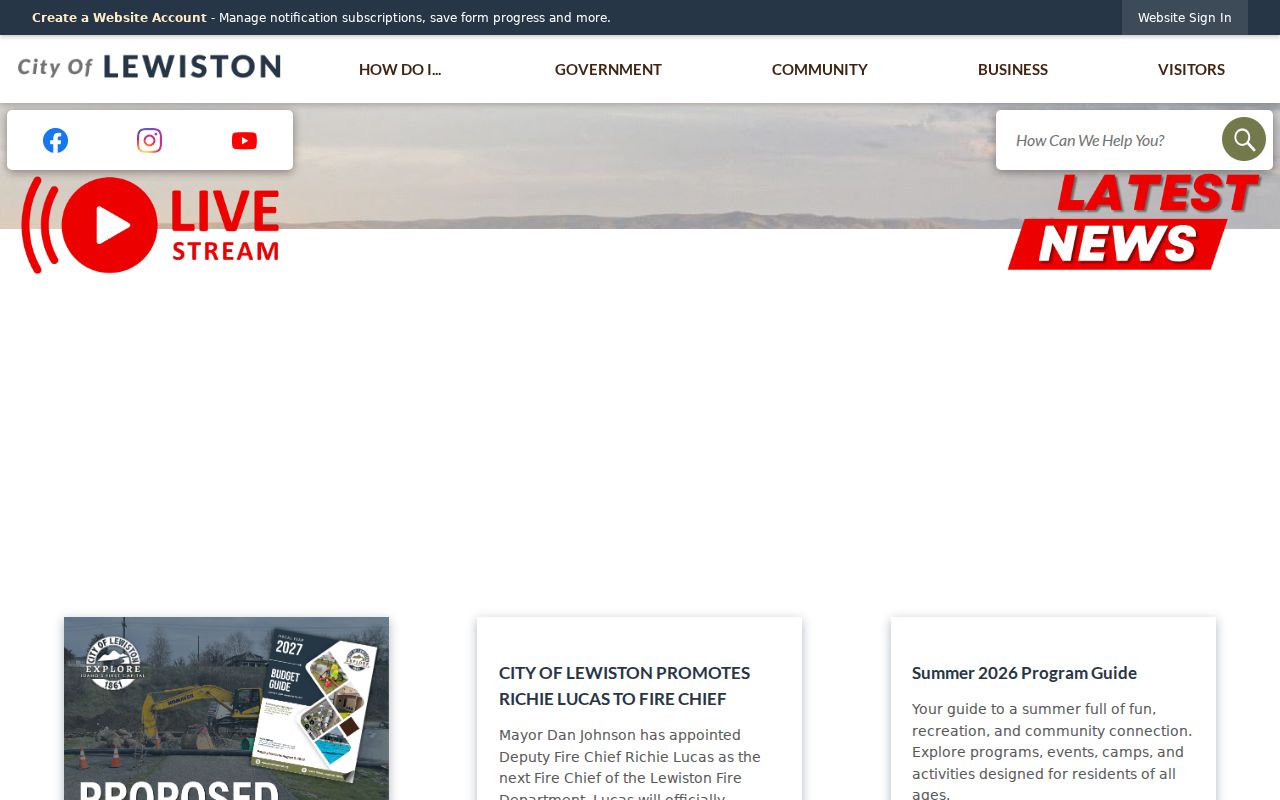 Lewiston residents directory city services page