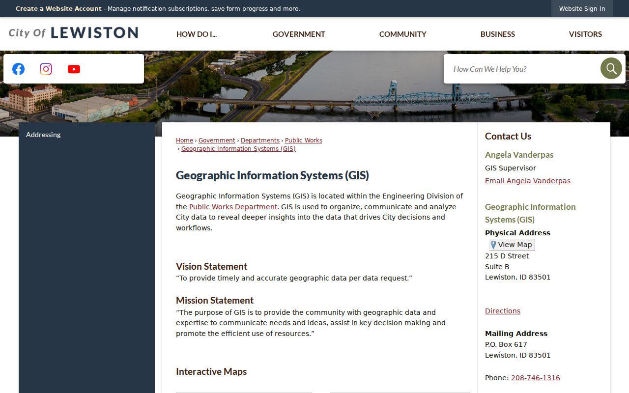 City of Lewiston GIS information and map-data request page